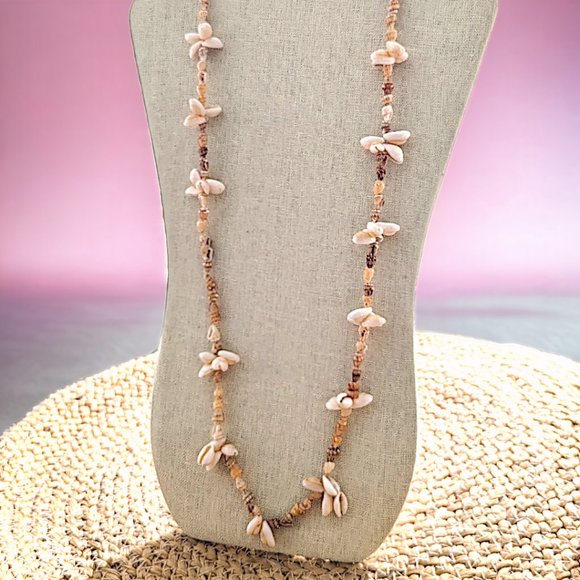 DISCO LEMONADE Vintage Long Natural Cowrie Shell, Puka Shell, Necklace, Lei, 70 - Picture 14 of 14